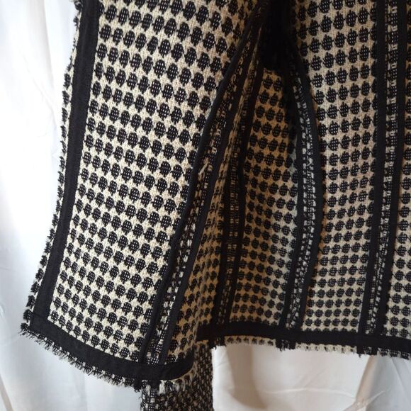 Eddie Bauer Blazer Women's M Wool Blend Black White Textured Open Front Jacket - Picture 6 of 9